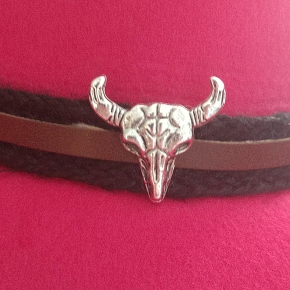 New Pink Unisex Western Cowboy Outback Boho Hat with Steer Head Tie Band - Picture 6 of 13